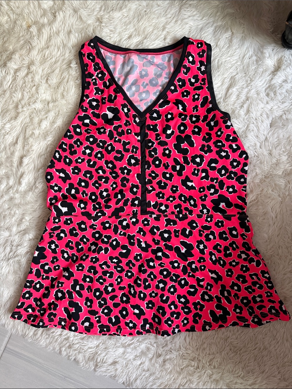 Tail Hot Pink and Black Leopard Peplum Tank
